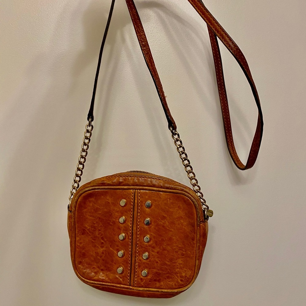 MICHAEL KORS STUDDED MINI CROSSBODY CAMEL LEATHER
